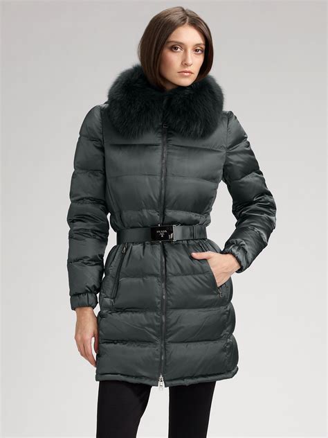 prada black coat with fur hood|Prada rain coats women's.